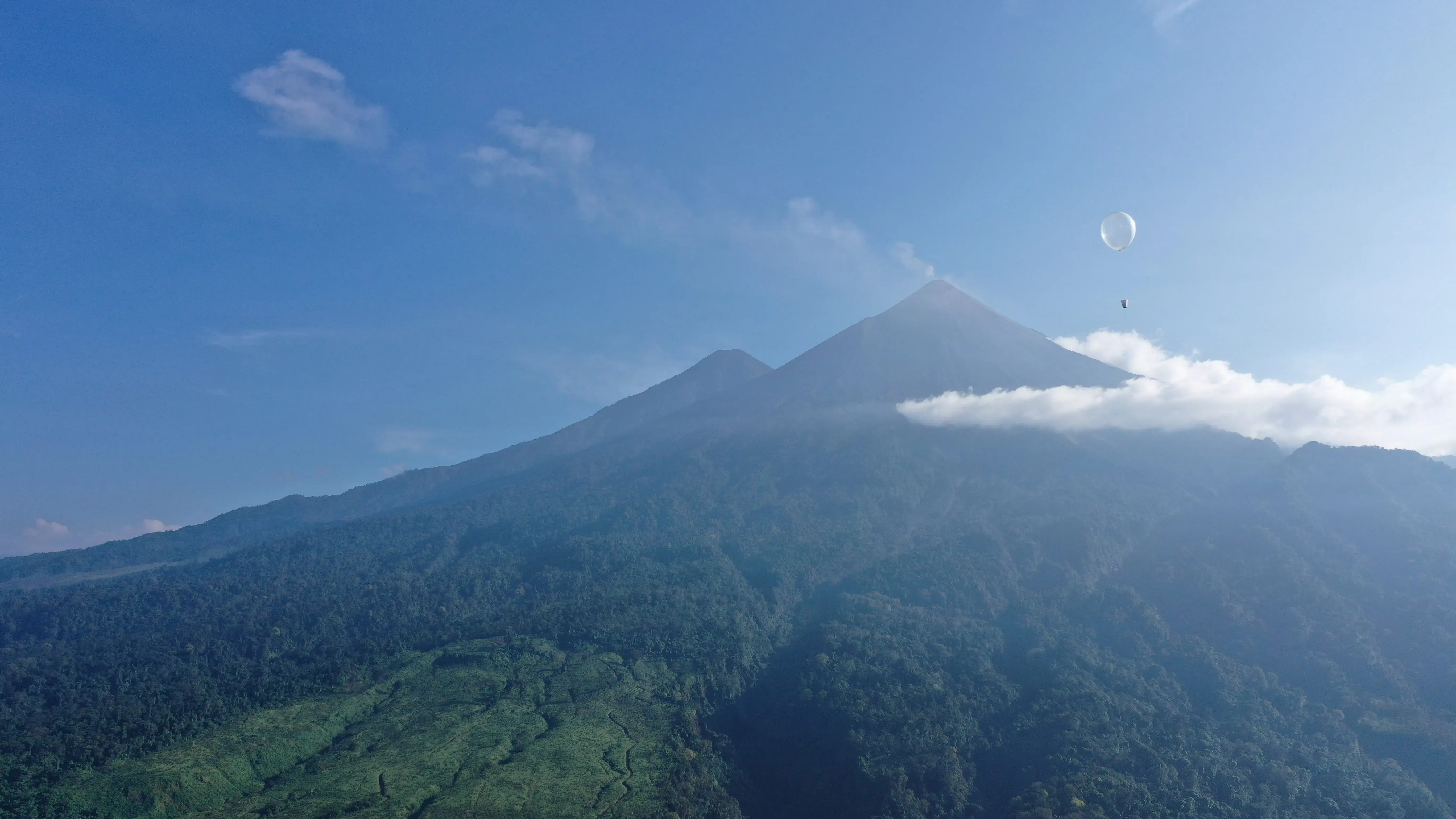 Windsond from Sparv Embedded launched in the air next to a mountain